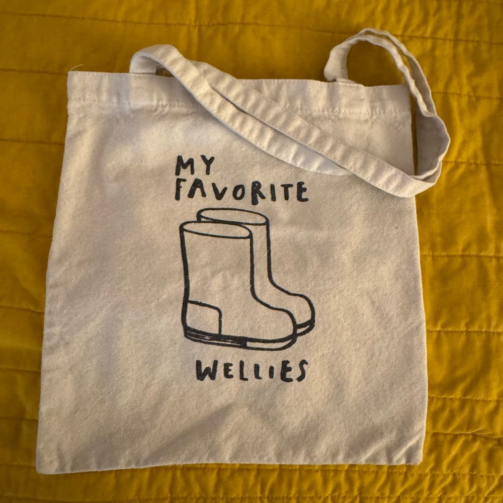 Cream Tote Bag with Boot Print